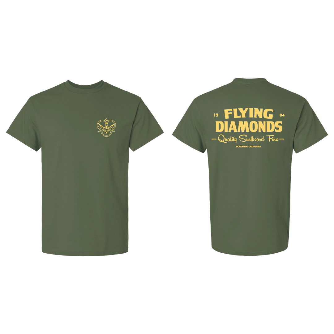 FD 1904 Quality Surfboard Fins Military Green T-shirt