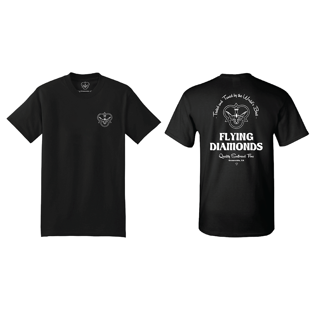 Black Tested and Tuned Tee with white graphics