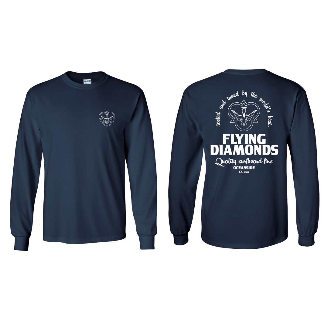 Flying Diamonds Tshirt Long Sleeve Tested and Tuned Navy